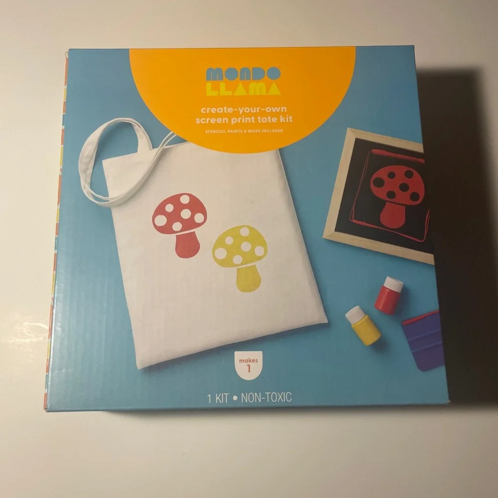Create-Your-Own Screen Print Tote Kit - Multicolor Mondo LLama New Sealed DIY